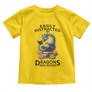 Easily Distracted By Dragon And Books Toddler T Shirt Cute Book Lover Gift TS12 Daisy Print Your Wear