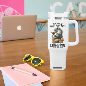 Easily Distracted By Dragon And Books Tumbler With Handle Cute Book Lover Gift TS12 Print Your Wear