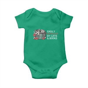 Easily Distracted By Cats And Books Baby Onesie Funny Book Lover Gift TS12 Irish Green Print Your Wear