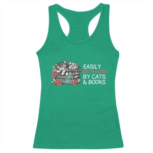 Easily Distracted By Cats And Books Racerback Tank Top Funny Book Lover Gift TS12 Irish Green Print Your Wear
