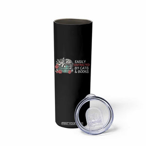 Easily Distracted By Cats And Books Skinny Tumbler Funny Book Lover Gift TS12 Print Your Wear