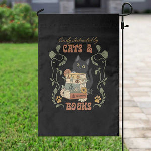 Cute Bookworm Gift Garden Flag Easily Distracted By Cats And Books TS12 Print Your Wear