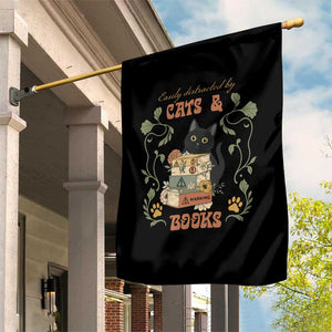 Cute Bookworm Gift Garden Flag Easily Distracted By Cats And Books TS12 Print Your Wear