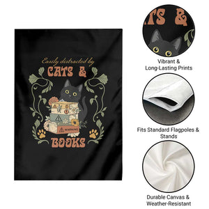 Cute Bookworm Gift Garden Flag Easily Distracted By Cats And Books TS12 Print Your Wear
