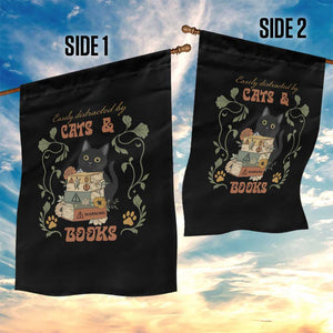Cute Bookworm Gift Garden Flag Easily Distracted By Cats And Books TS12 Print Your Wear