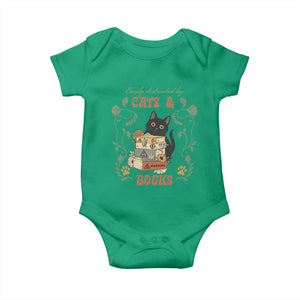 Cute Bookworm Gift Baby Onesie Easily Distracted By Cats And Books TS12 Irish Green Print Your Wear
