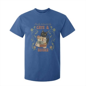 Cute Bookworm Gift T Shirt For Kid Easily Distracted By Cats And Books TS12 Royal Blue Print Your Wear