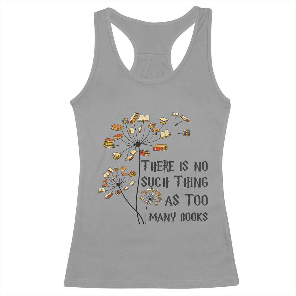 Funny Bookworm Saying Racerback Tank Top There Is No Such Thing As Too Many Books TS12 Sport Gray Print Your Wear