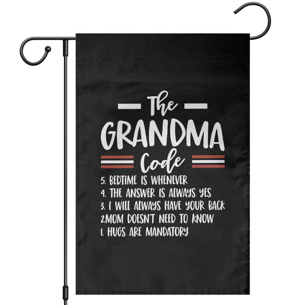 The Grandma Code Garden Flag Humorous Grandmother Rules Graphic TS12 Black Print Your Wear