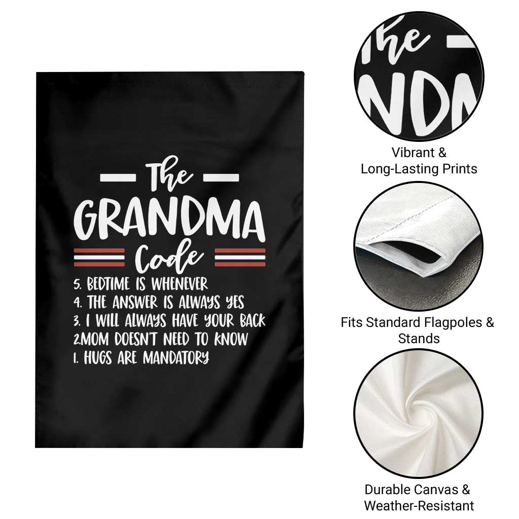 The Grandma Code Garden Flag Humorous Grandmother Rules Graphic