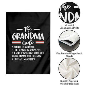 The Grandma Code Garden Flag Humorous Grandmother Rules Graphic