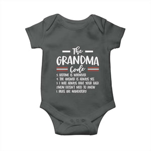 The Grandma Code Baby Onesie Humorous Grandmother Rules Graphic