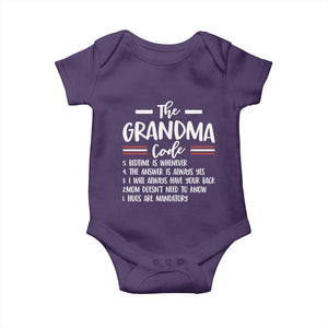 The Grandma Code Baby Onesie Humorous Grandmother Rules Graphic
