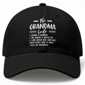 The Grandma Code Baseball Cap Humorous Grandmother Rules Graphic TS12 Print Your Wear