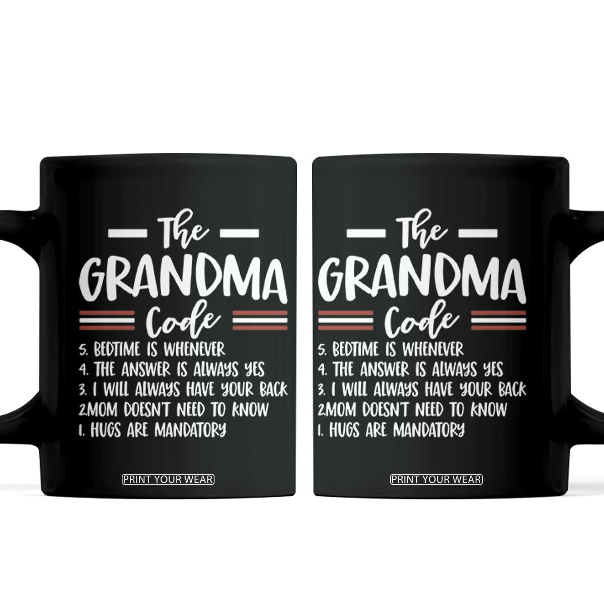 The Grandma Code Coffee Mug Humorous Grandmother Rules Graphic
