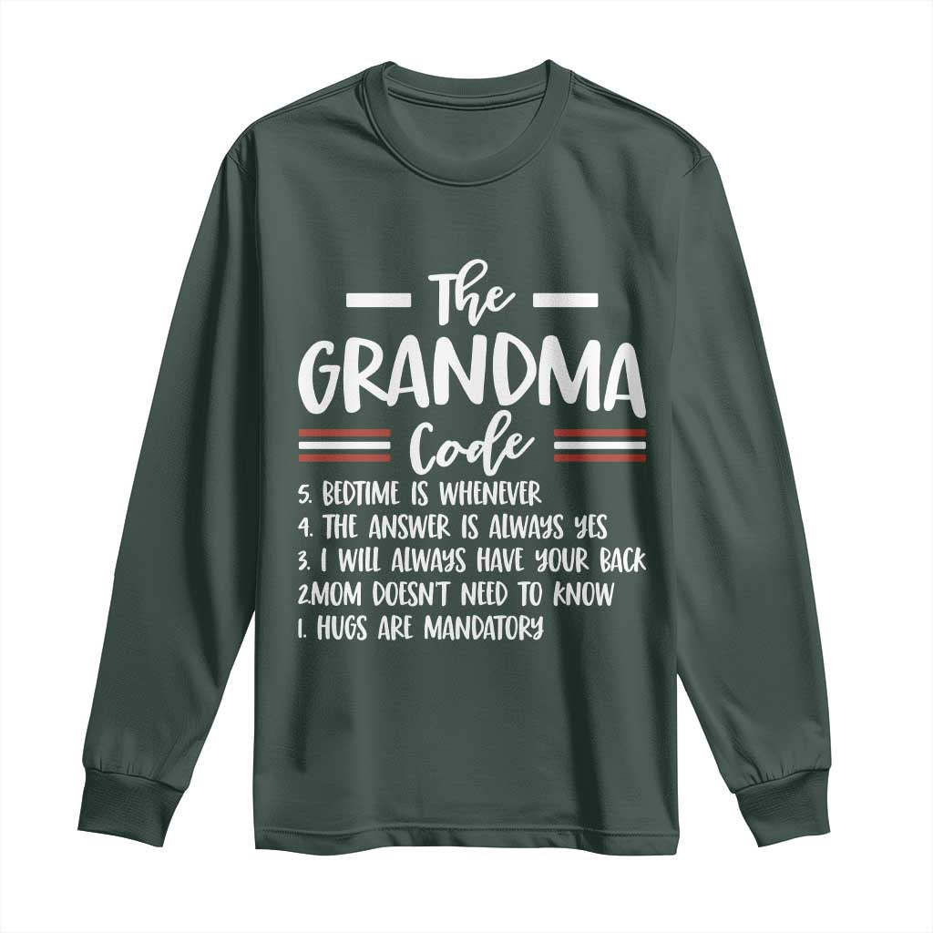 The Grandma Code Long Sleeve Shirt Humorous Grandmother Rules Graphic