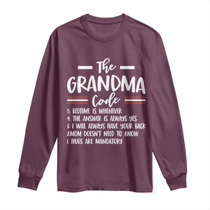 The Grandma Code Long Sleeve Shirt Humorous Grandmother Rules Graphic
