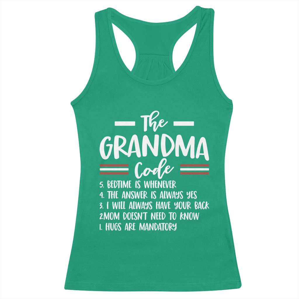 The Grandma Code Racerback Tank Top Humorous Grandmother Rules Graphic