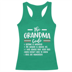 The Grandma Code Racerback Tank Top Humorous Grandmother Rules Graphic