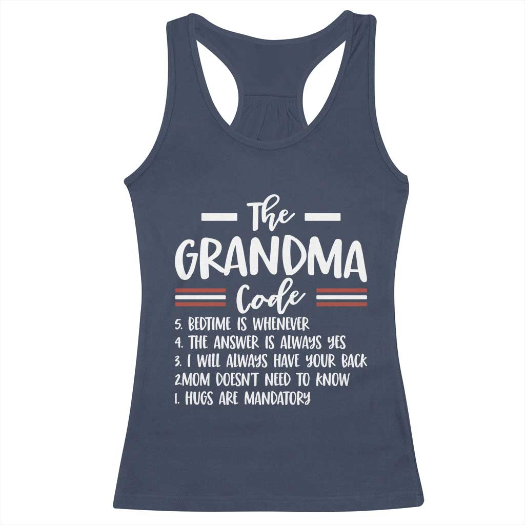The Grandma Code Racerback Tank Top Humorous Grandmother Rules Graphic