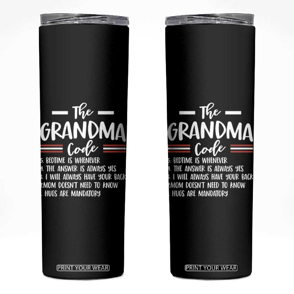 The Grandma Code Skinny Tumbler Humorous Grandmother Rules Graphic
