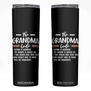 The Grandma Code Skinny Tumbler Humorous Grandmother Rules Graphic