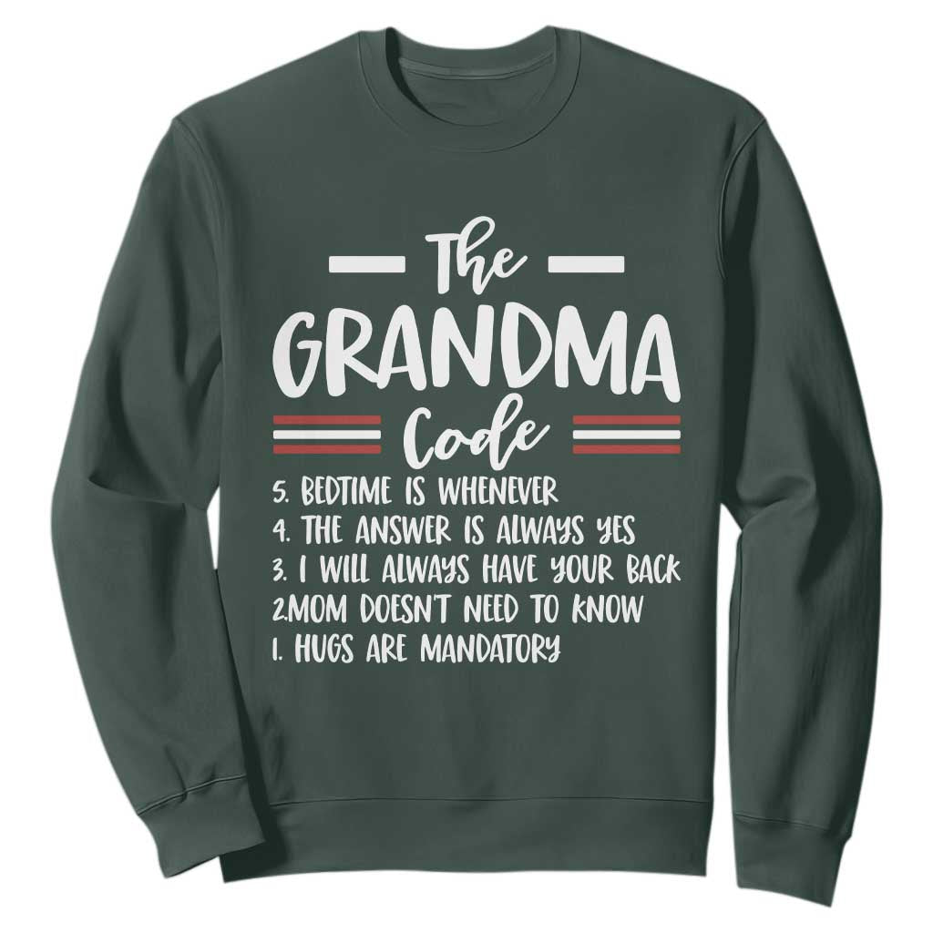 The Grandma Code Sweatshirt Humorous Grandmother Rules Graphic