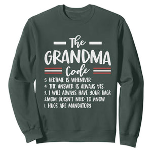 The Grandma Code Sweatshirt Humorous Grandmother Rules Graphic
