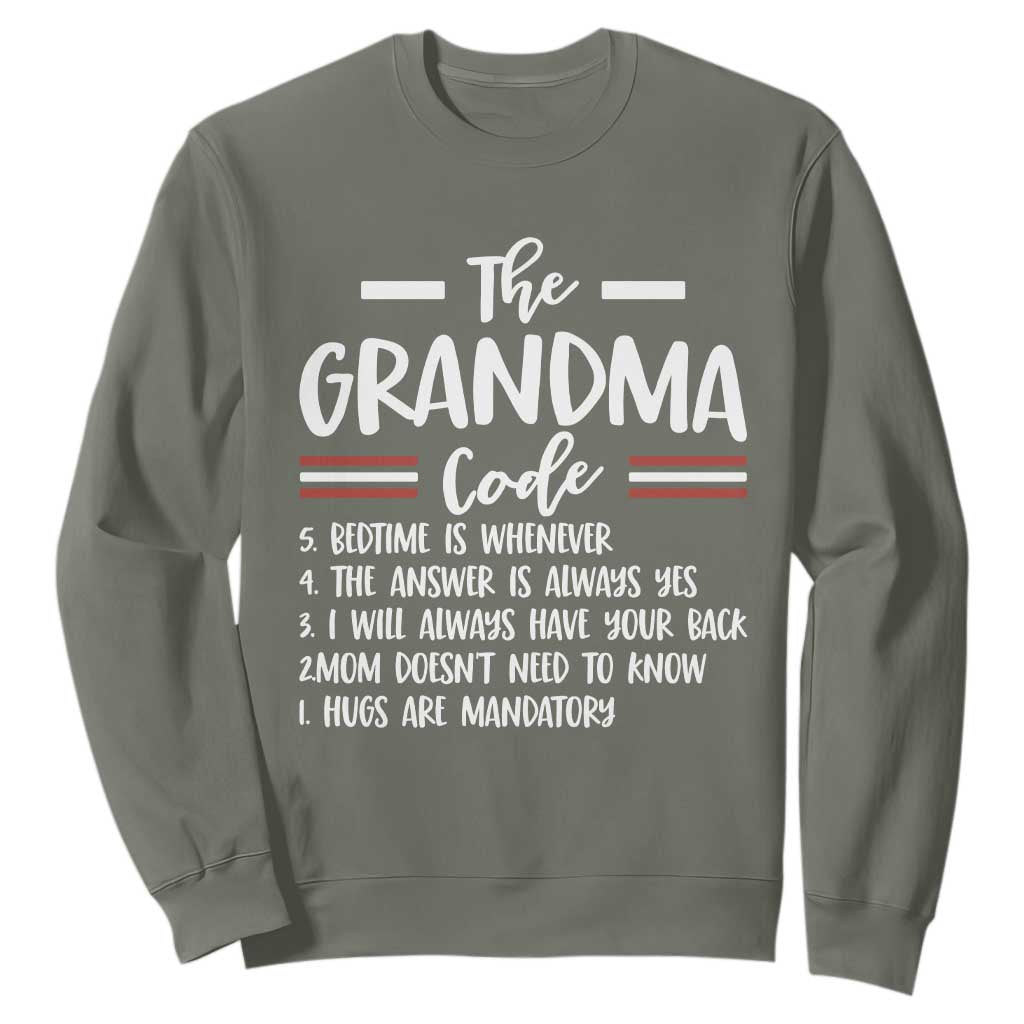 The Grandma Code Sweatshirt Humorous Grandmother Rules Graphic