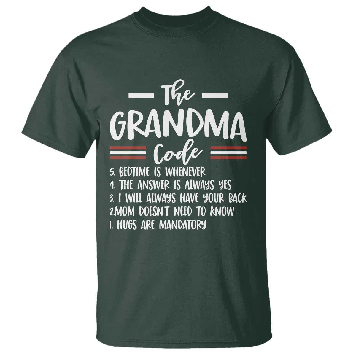 The Grandma Code T Shirt Humorous Grandmother Rules Graphic