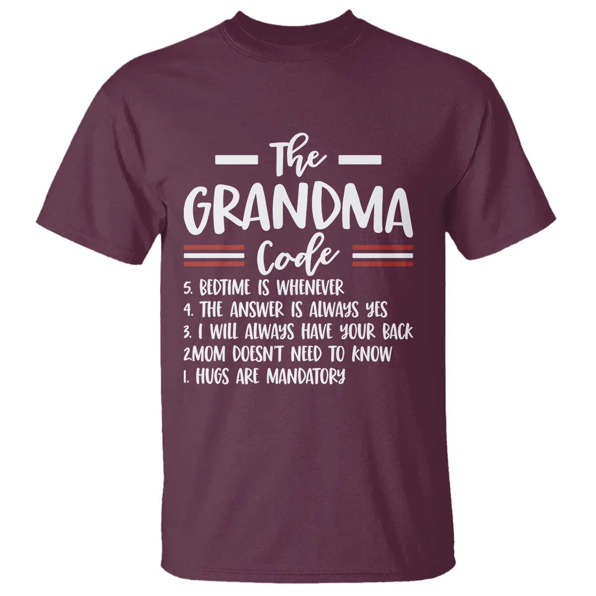 The Grandma Code T Shirt Humorous Grandmother Rules Graphic