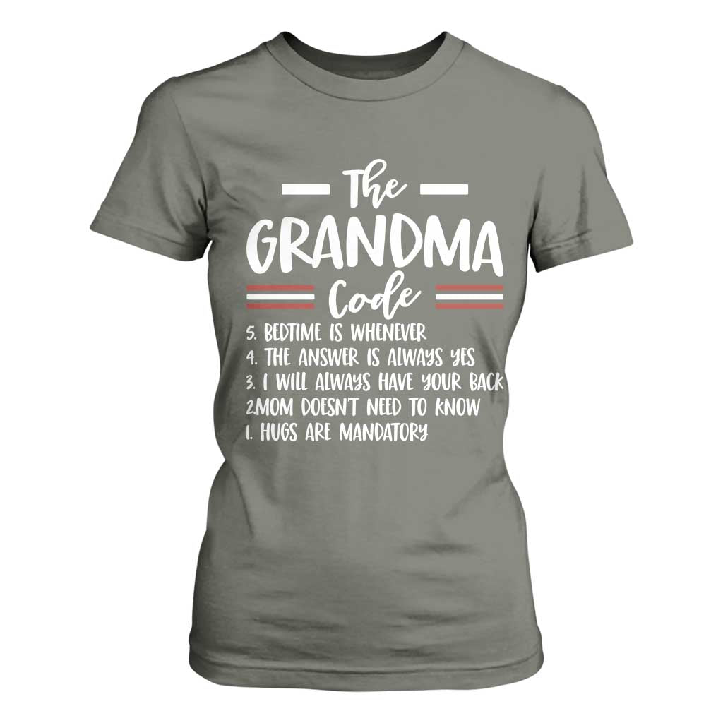 The Grandma Code T Shirt For Women Humorous Grandmother Rules Graphic
