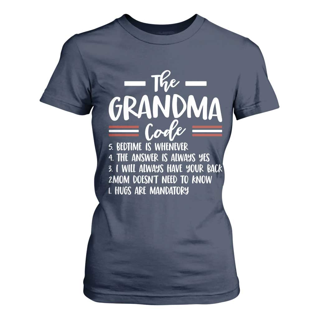 The Grandma Code T Shirt For Women Humorous Grandmother Rules Graphic