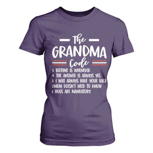 The Grandma Code T Shirt For Women Humorous Grandmother Rules Graphic