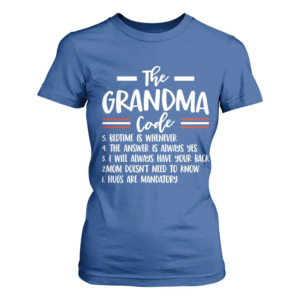 The Grandma Code T Shirt For Women Humorous Grandmother Rules Graphic