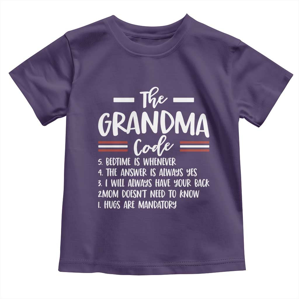 The Grandma Code Toddler T Shirt Humorous Grandmother Rules Graphic