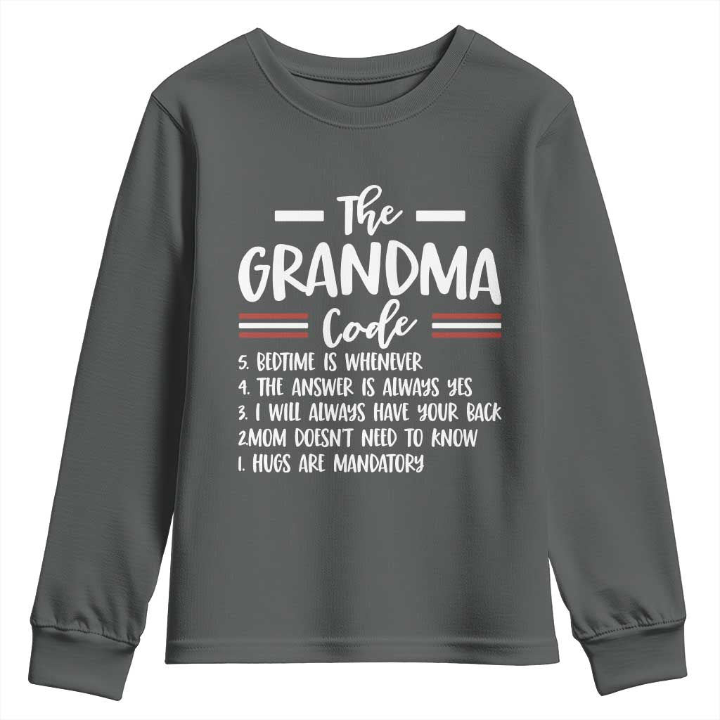 The Grandma Code Youth Sweatshirt Humorous Grandmother Rules Graphic