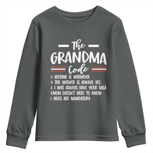 The Grandma Code Youth Sweatshirt Humorous Grandmother Rules Graphic