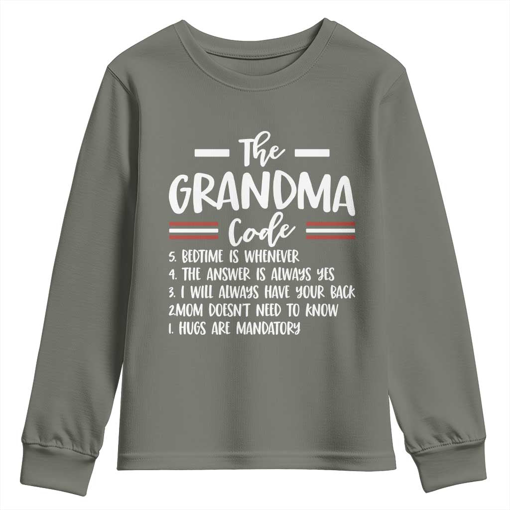 The Grandma Code Youth Sweatshirt Humorous Grandmother Rules Graphic