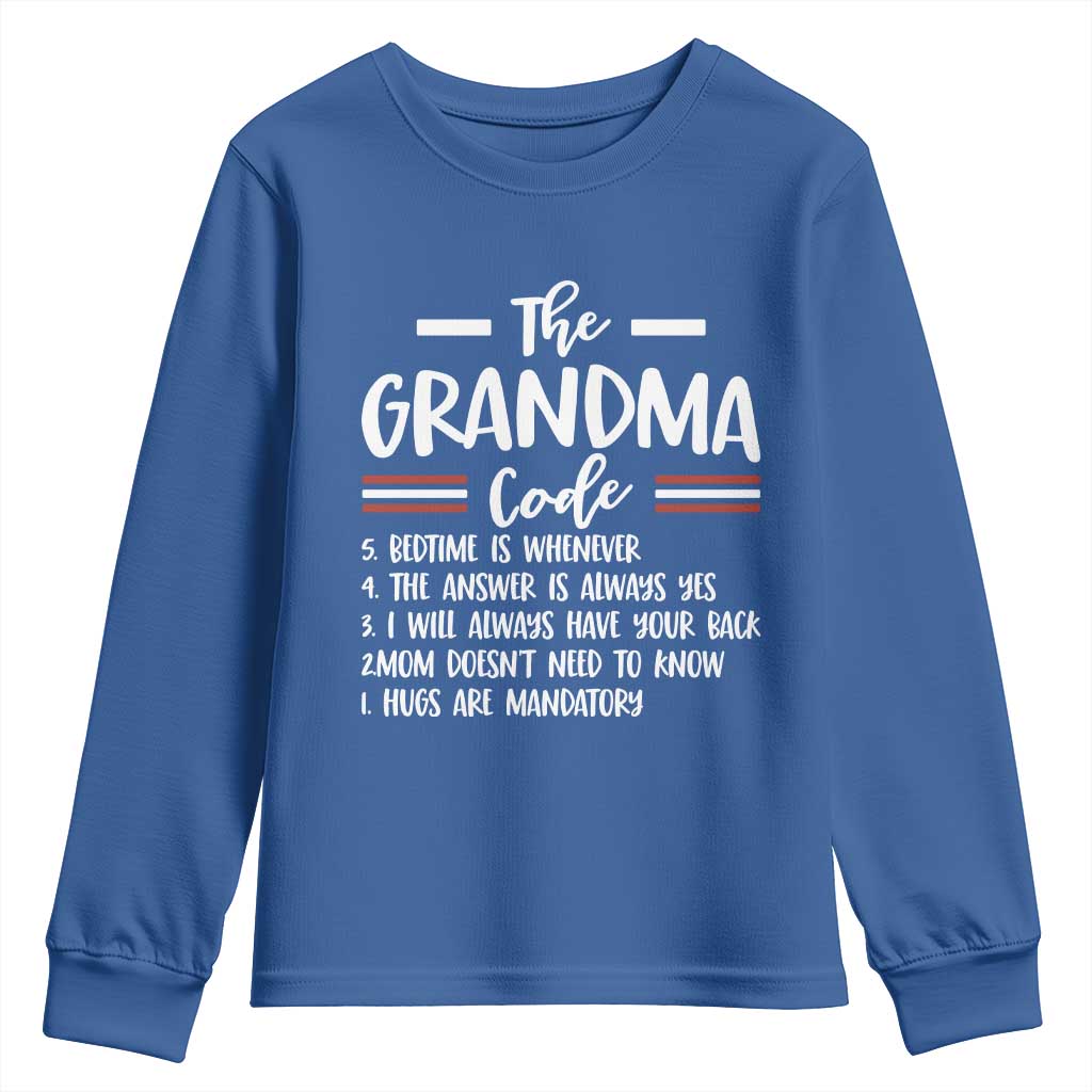 The Grandma Code Youth Sweatshirt Humorous Grandmother Rules Graphic