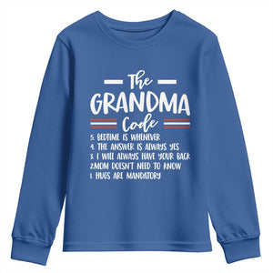 The Grandma Code Youth Sweatshirt Humorous Grandmother Rules Graphic