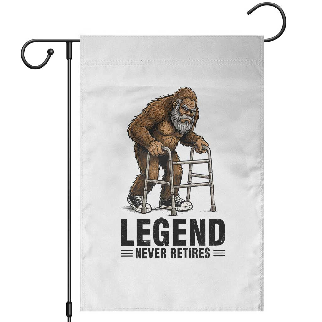 Funny Old Bigfoot Retirement Gift Garden Flag Legend Never Retires