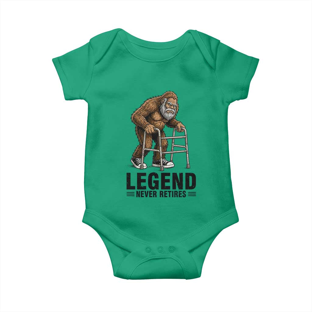 Funny Old Bigfoot Retirement Gift Baby Onesie Legend Never Retires