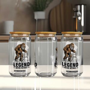 Funny Old Bigfoot Retirement Gift Glass Can Legend Never Retires