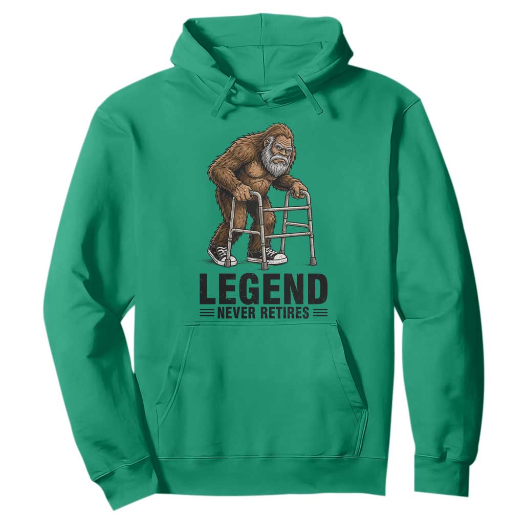 Funny Old Bigfoot Retirement Gift Hoodie Legend Never Retires