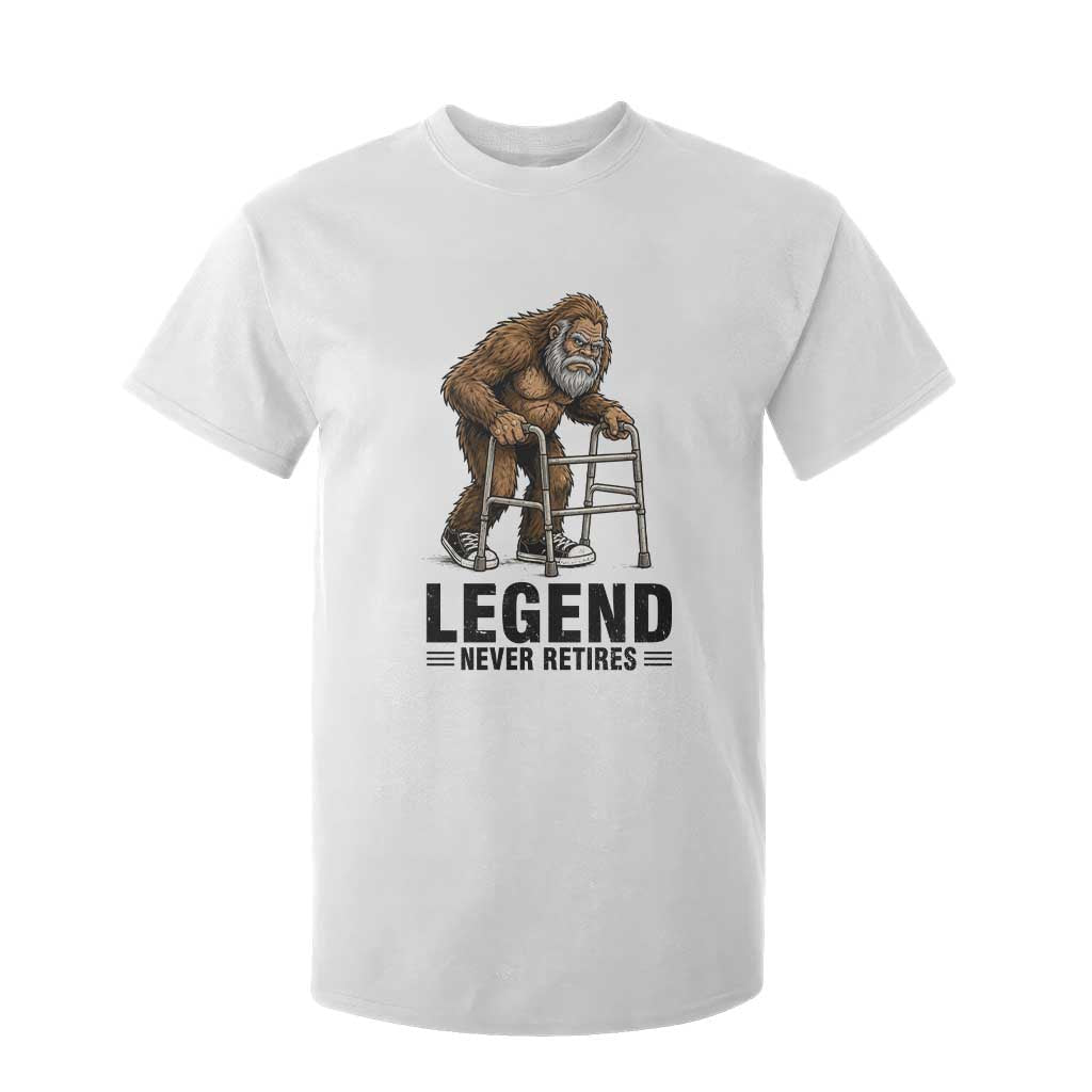 Funny Old Bigfoot Retirement Gift T Shirt For Kid Legend Never Retires