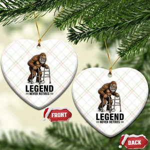 Funny Old Bigfoot Retirement Gift Ceramic Ornament Legend Never Retires