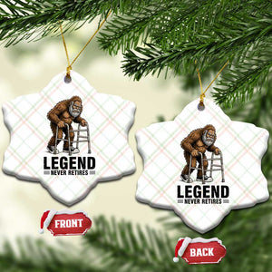 Funny Old Bigfoot Retirement Gift Ceramic Ornament Legend Never Retires