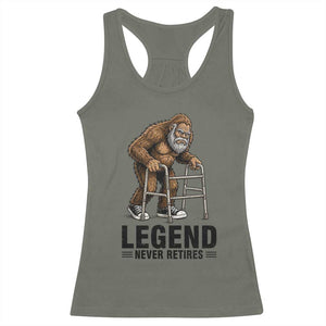 Funny Old Bigfoot Retirement Gift Racerback Tank Top Legend Never Retires