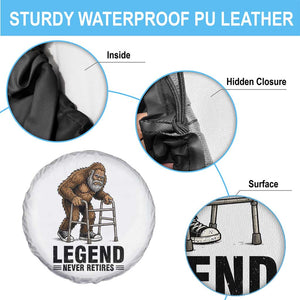 Funny Old Bigfoot Retirement Gift Spare Tire Cover Legend Never Retires